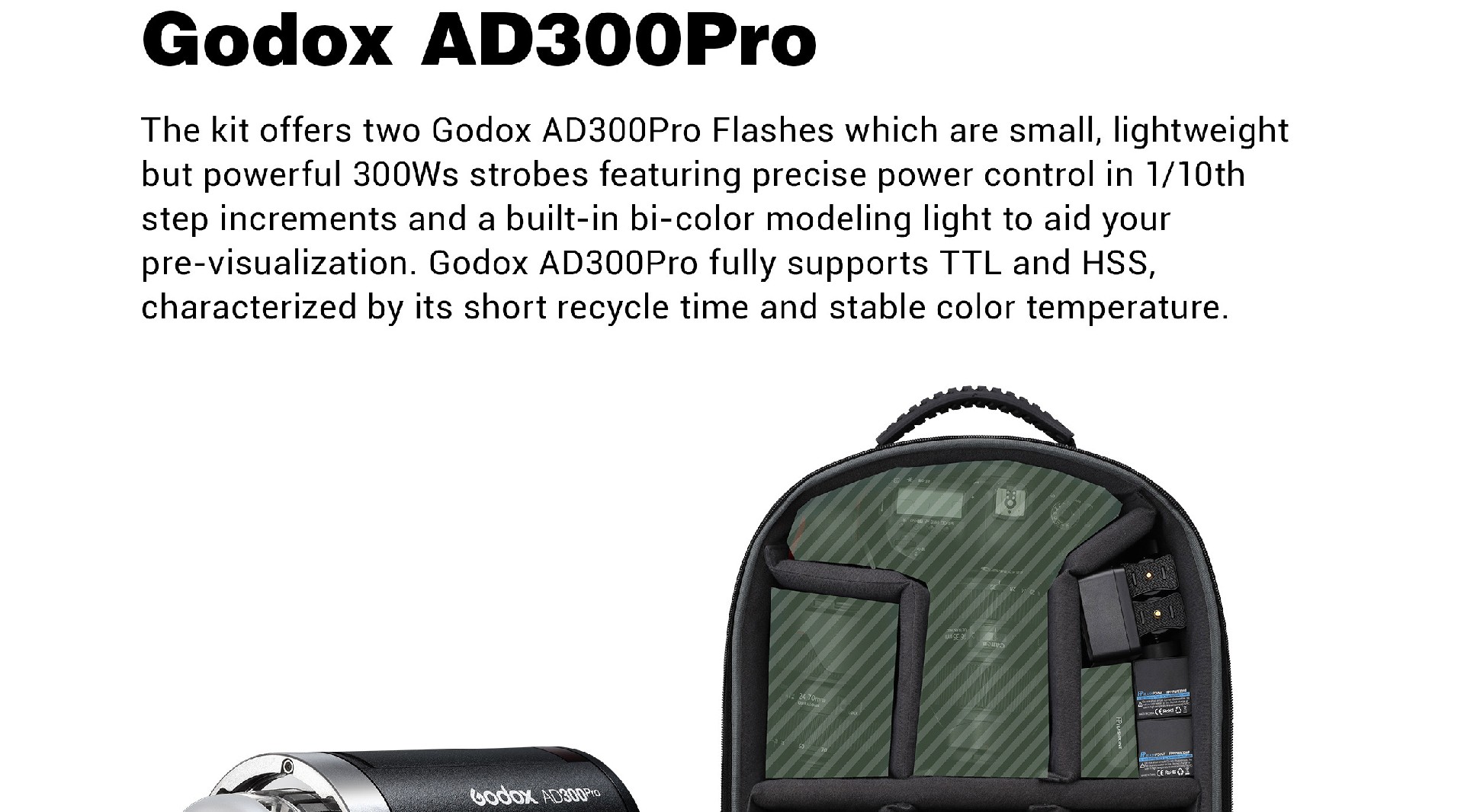 Godox AD300pro 2-Light Kit with Backpack & Octa Softbox